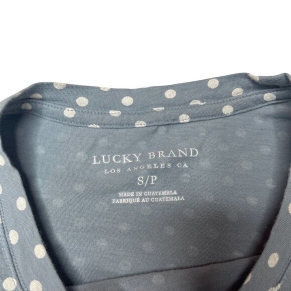 Lucky Brand Polka Dot Top Womens Grey White Short Sleeve Pullover Tee Size S - Picture 4 of 8